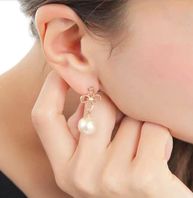 【日本製造】棉質珍珠耳環 ♪ 花朵耳環、裝飾品、耳環 rs-1906, SD產品編號：5427700, 購物滿$600可享免運費, 發貨日期: 約7個工作天